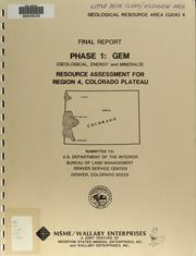 Cover of: Resource assessment for Region 4, Colorado Plateau: Little Book Cliffs/Wildhorse area