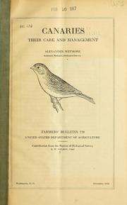 Cover of: Canaries: their care and management
