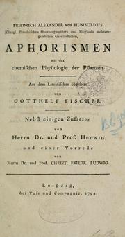 Cover of: Aphorismen aus der chemischen Physiologie der Pflanzen