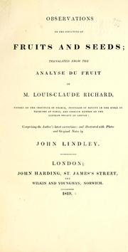 Cover of: Observations on the structure of fruits and seeds
