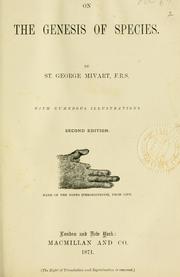 Cover of: Genesis of species