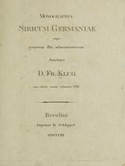 Cover of: Monographia siricum Germaniae atque generum illis adnumeratorum.