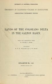 Cover of: Lands of the Colorado delta in the Salton basin