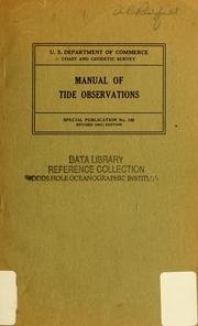 Cover of: Manual of tide observations by U.S. Coast and Geodetic Survey