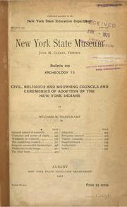 Cover of: Civil, religious and mourning councils and ceremonies of adoption of the New York Indians