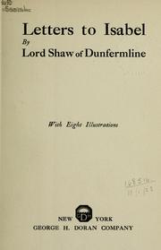 Cover of: Letters to Isabel by Lord Shaw of Dunfermline