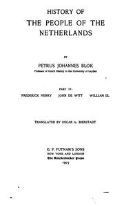 Cover of: History of the People of the Netherlands by Petrus Johannes Blok