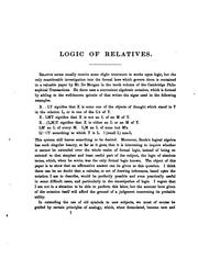 Cover of: Description of a Notation for the Logic of Relatives, Resulting from an Amplification of the ...