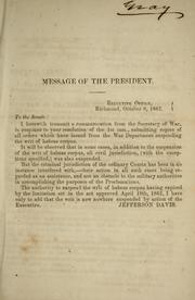 Cover of: Communication of the Secretary of War by Confederate States of America. War Dept.