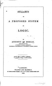 Cover of: Syllabus of a proposed system of logic.