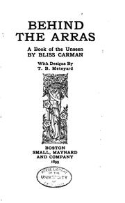 Cover of: Behind the Arras: A Book of the Unseen