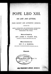 Cover of: Pope Leo XIII by James F. Talbot