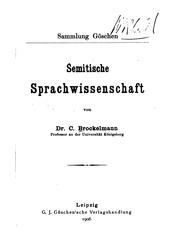 Cover of: Semitische sprachwissenschaft