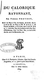 Cover of: Du calorique rayonnant