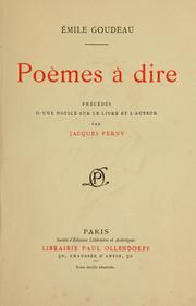 Cover of: Poèmes à dire.: Précédés d'une notice sur le livre et l'auteur par Jacques Ferny.