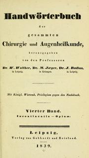 Cover of: Handwörterbuch der gesammten Chirurgie und Augenheilkunde