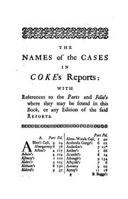 Cover of: The Reports of Sir Edward Coke, Kt., in Verse: Wherein the Name of Each Case and the Principal ...