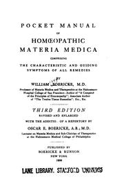 Cover of: Pocket manual of homoeopathic materia medica by William Boericke