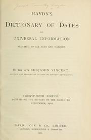 Cover of: Haydn's dictionary of dates and universal information relating to all ages and nations