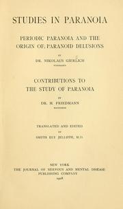 Cover of: Studies in paranoia