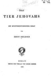 Cover of: Das Tier Jehovahs: ein kulturhistorischer Essay