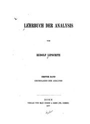 Cover of: Lehrbuch der analysis