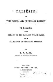 Cover of: Taliesin, or, The bards and Druids of Britain by David William Nash