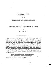 Cover of: Bijdrage tot de verklaring van eenige woorden in Pali-geschriften voorkomende by Hendrik Kern