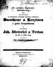 Cover of: Dissertatio de syllabis duplicatis tertia.: contin. [section] 7