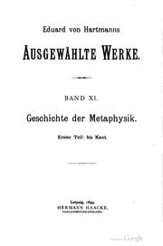 Cover of: Eduard von Hartmann's ausgewählte werke.