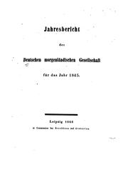Cover of: Jahresbericht der Deutschen Morgenländischen Gesellschaft für das Jahr 1845-1846.