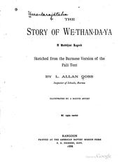 Cover of: The story of We-than-da-ya: a Buddhist legend, sketched from the Burmese version of the Pali text.