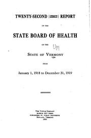 Cover of: Report of the State Board of Health of the State of Vermont from ...