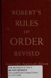 Cover of: Robert's Rules of order, revised.