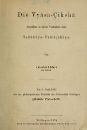 Cover of: Die Vyāsa-Çikshā besonders in ihrem Verhältnis zum Taittirīya-Prāticākhya