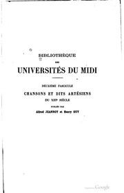 Cover of: Chansons et dits artésiens du XIIIe siècle by Alfred Jeanroy