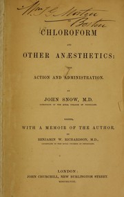 Cover of: On chloroform and other anaesthetics: their action and administration