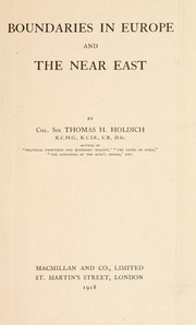 Cover of: Boundaries in Europe and the Near East by Thomas Hungerford Holdich