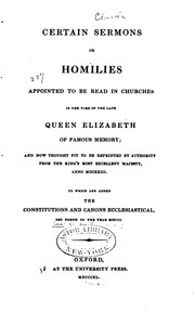Cover of: Certain sermons or homilies by Church of England