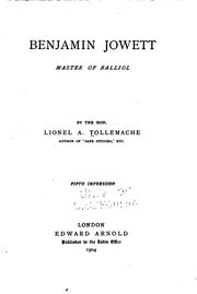 Cover of: Benjamin Jowett, master of Balliol