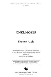 Cover of: Onḳl Mozes: roman in dray ṭheylen