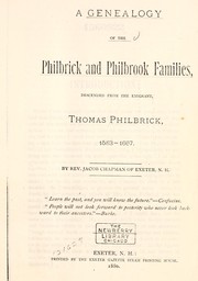 Cover of: A  genealogy of the Philbrick and Philbrook families by Jacob Chapman