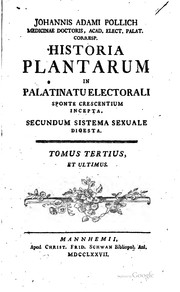 Cover of: Historia plantarum in Palatinatu Electorali sponte nascentium incepta
