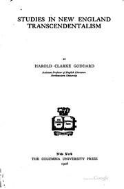 Cover of: Studies in New England transcendentalism by Harold Clarke Goddard