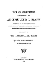 Cover of: Texte und Untersuchungen zur Geschichte der altchristlichen Literatur