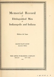 Cover of: Memorial record of distinguished men of Indianapolis and Indiana
