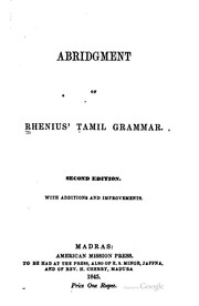 Abridgment of Rhenius' Tamil grammar by Charles Theophilus Ewald Rhenius
