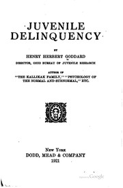 Cover of: Juvenile delinquency