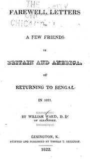 Cover of: Farewell letters to a few friends in Britain and America: on returning to Bengal in 1821
