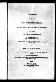 Cover of: A memoir of the late Mr. William Ruttan: son of Henry Ruttan, Esq. of Cobourg